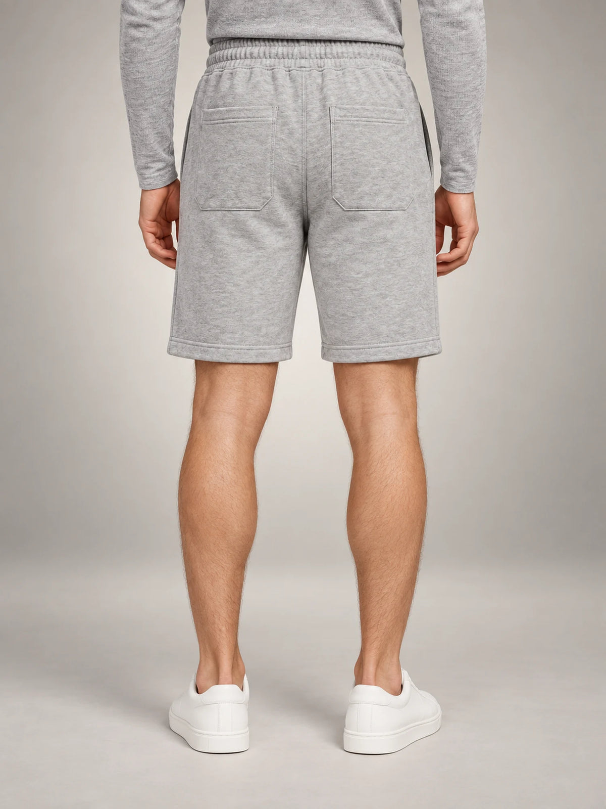 Volantero Men's Fleece Drawstring Shorts in Grey, back view