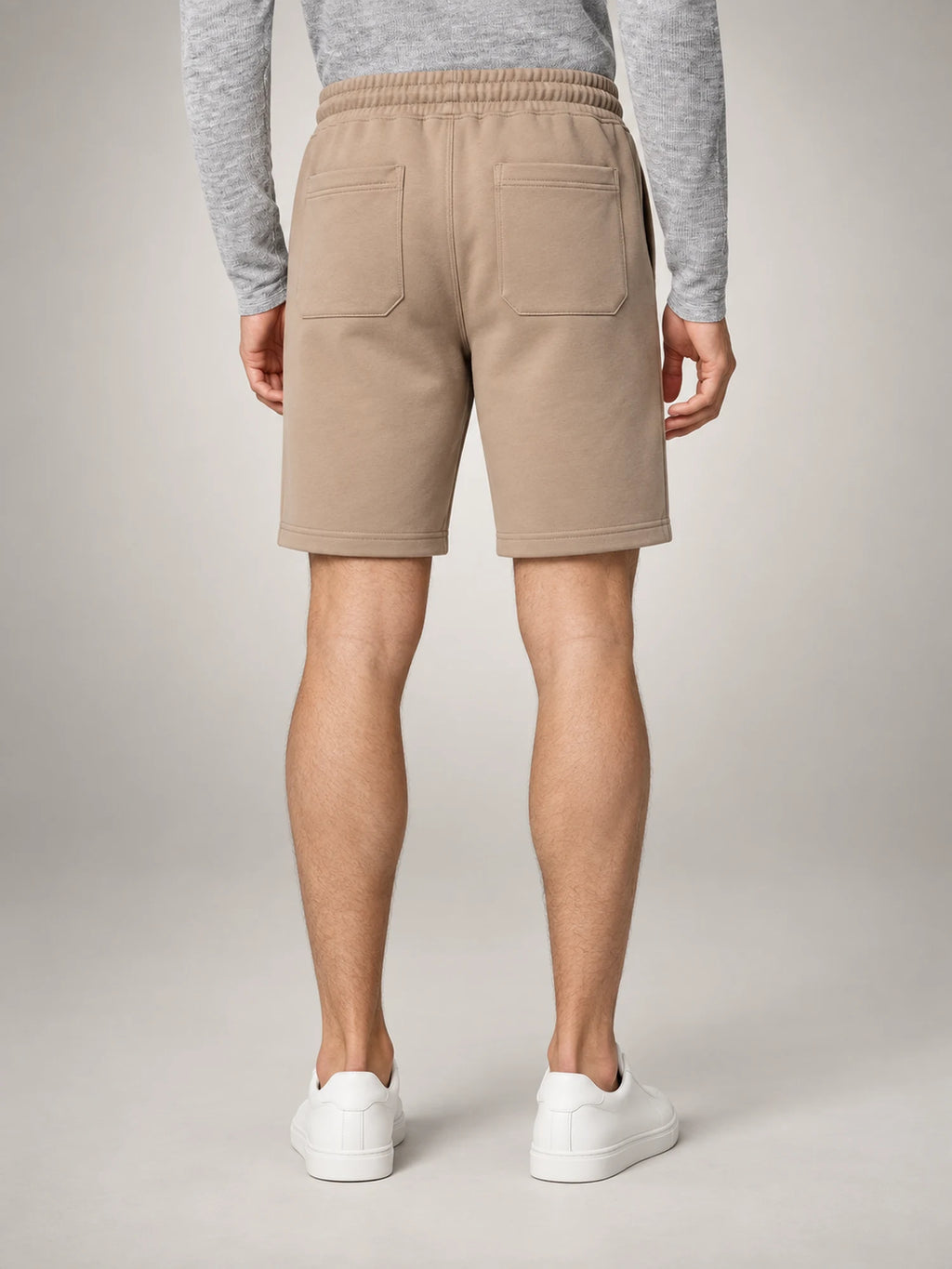 Volantero Men's Fleece Drawstring Shorts in Khaki, back view
