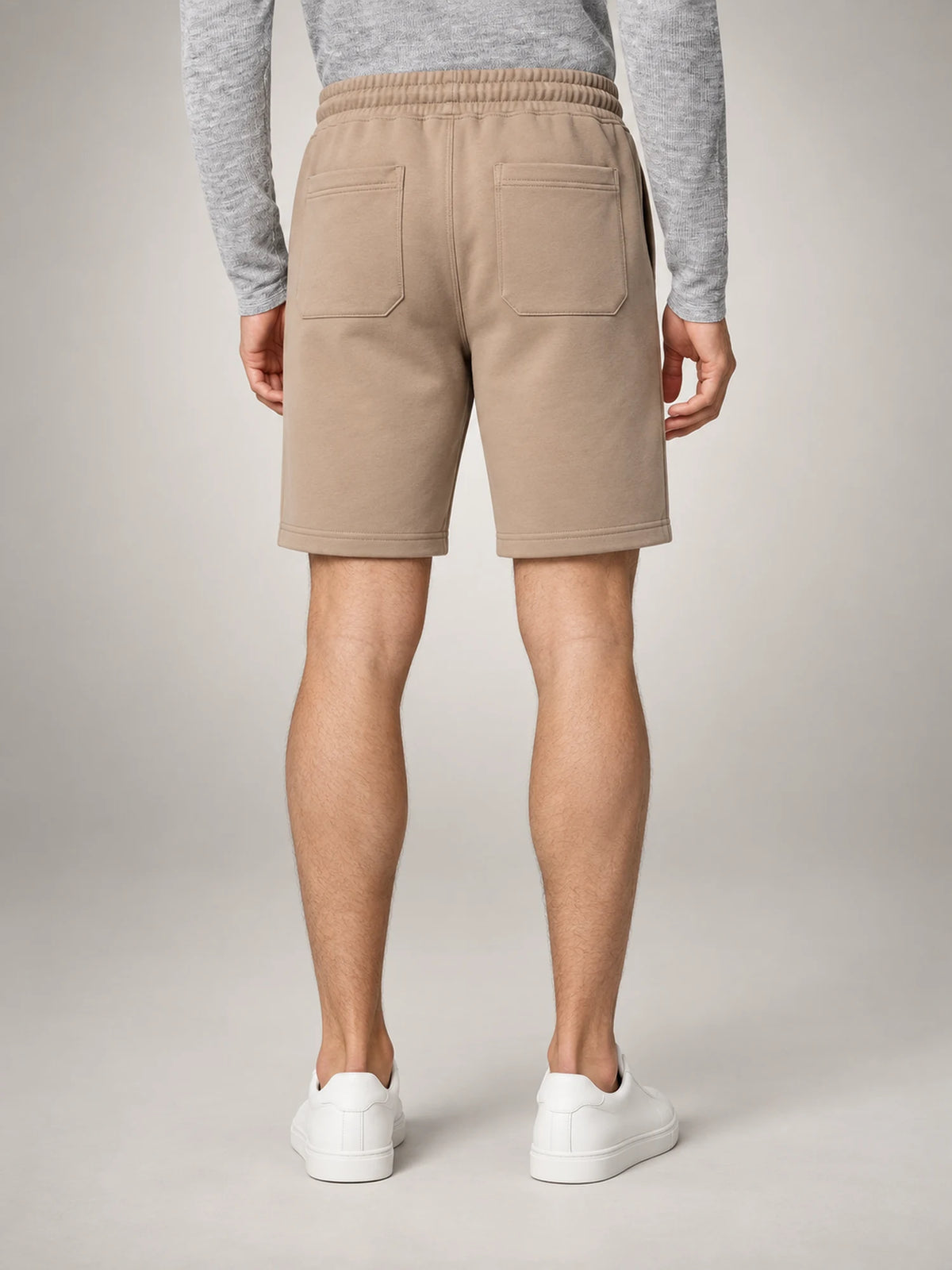 Volantero Men's Fleece Drawstring Shorts in Khaki, back view