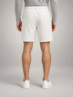Volantero Men's Fleece Drawstring Shorts in White, back view