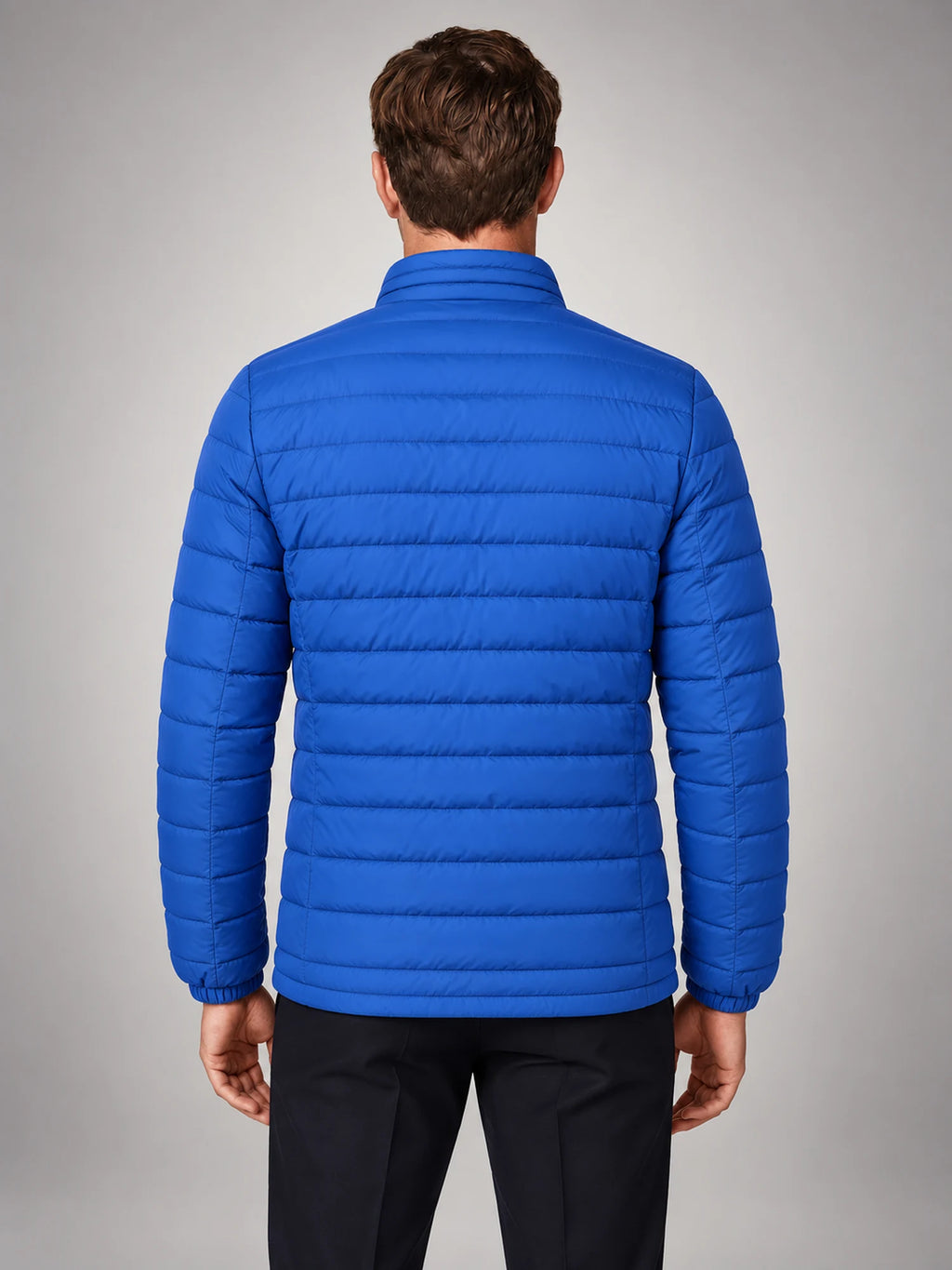 Volantero Men's Lightweight Puffer Spring Jacket in Blue, back view