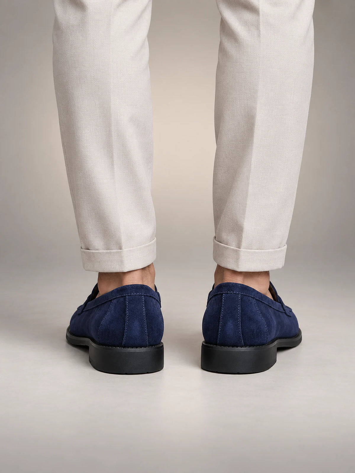 Volantero Men's Elegant Business Loafers in Navy, back view