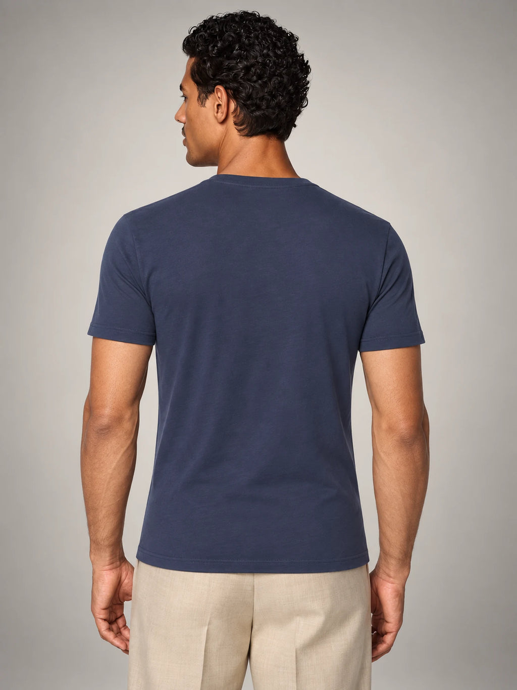 Volantero Men's Slim-Fit T-Shirt in Navy, back view