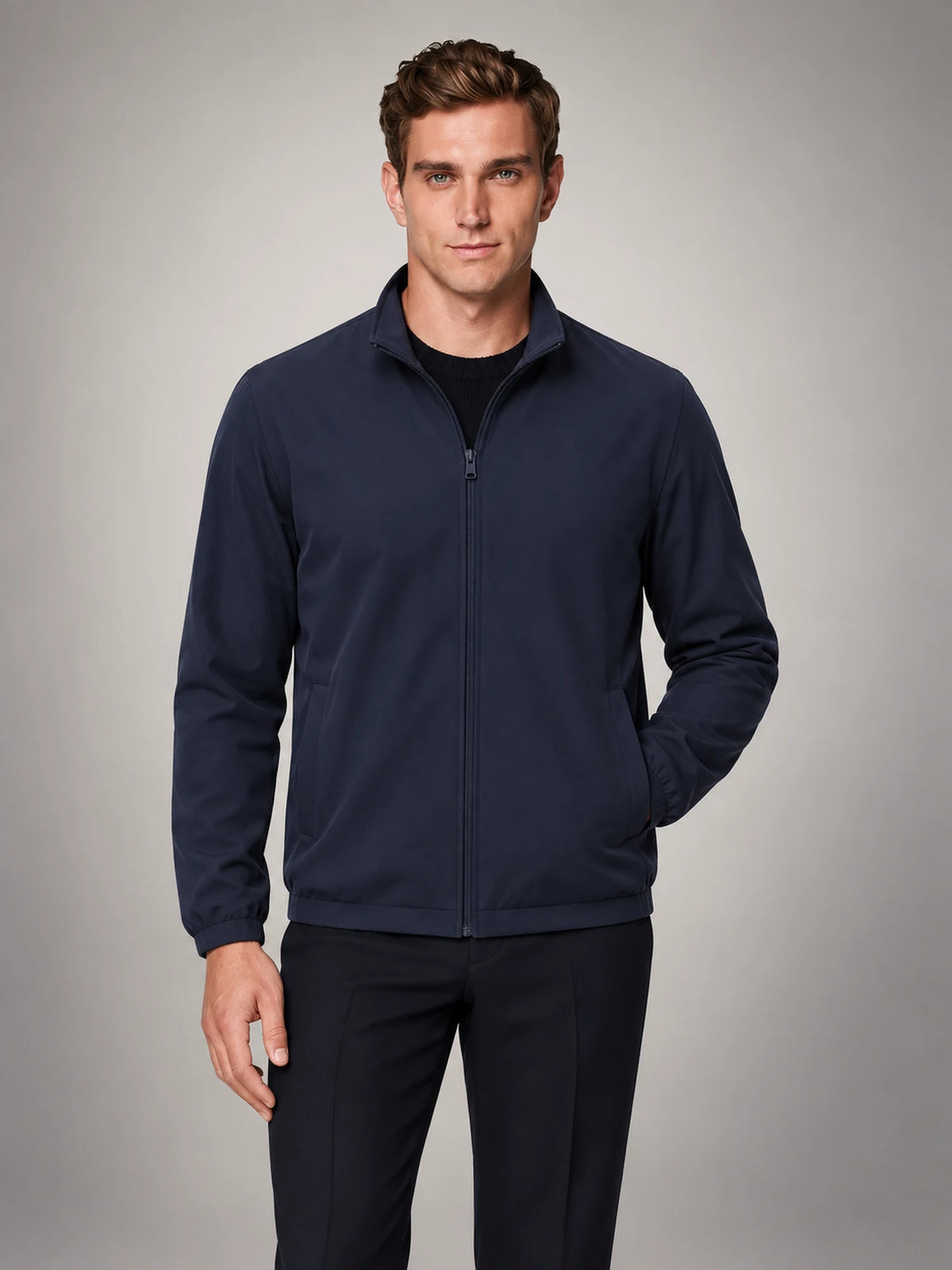 Volantero Men's Lightweight Spring Mid Jacket in Navy, front view