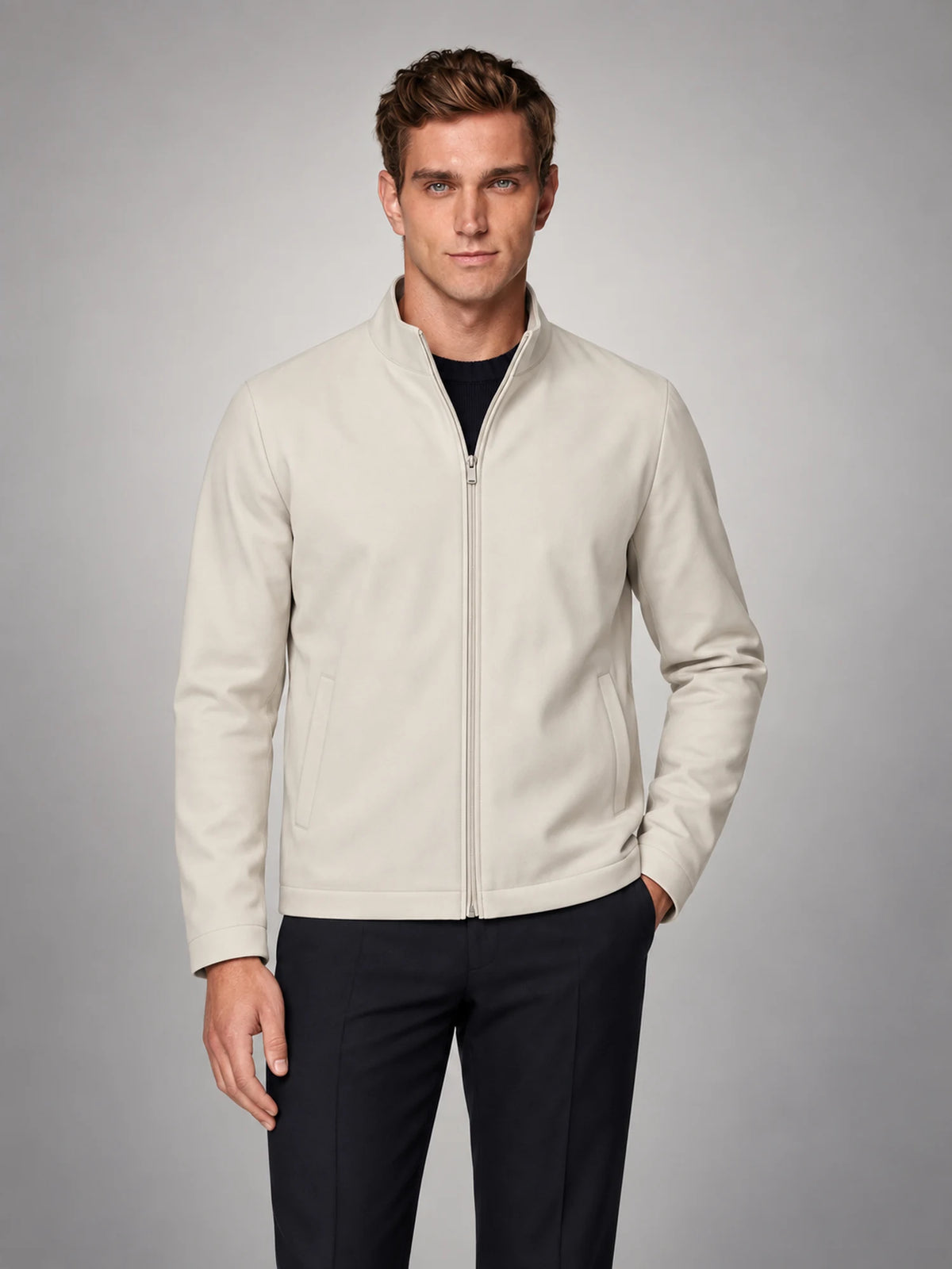 Volantero Men's Lightweight Spring Mid Jacket in White, front view