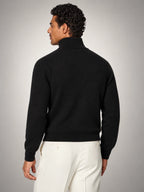 Volantero Men's Black Half-Zip Sweater in Black, back view