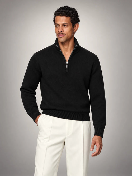 Volantero Men's Black Half-Zip Sweater in Black, main view