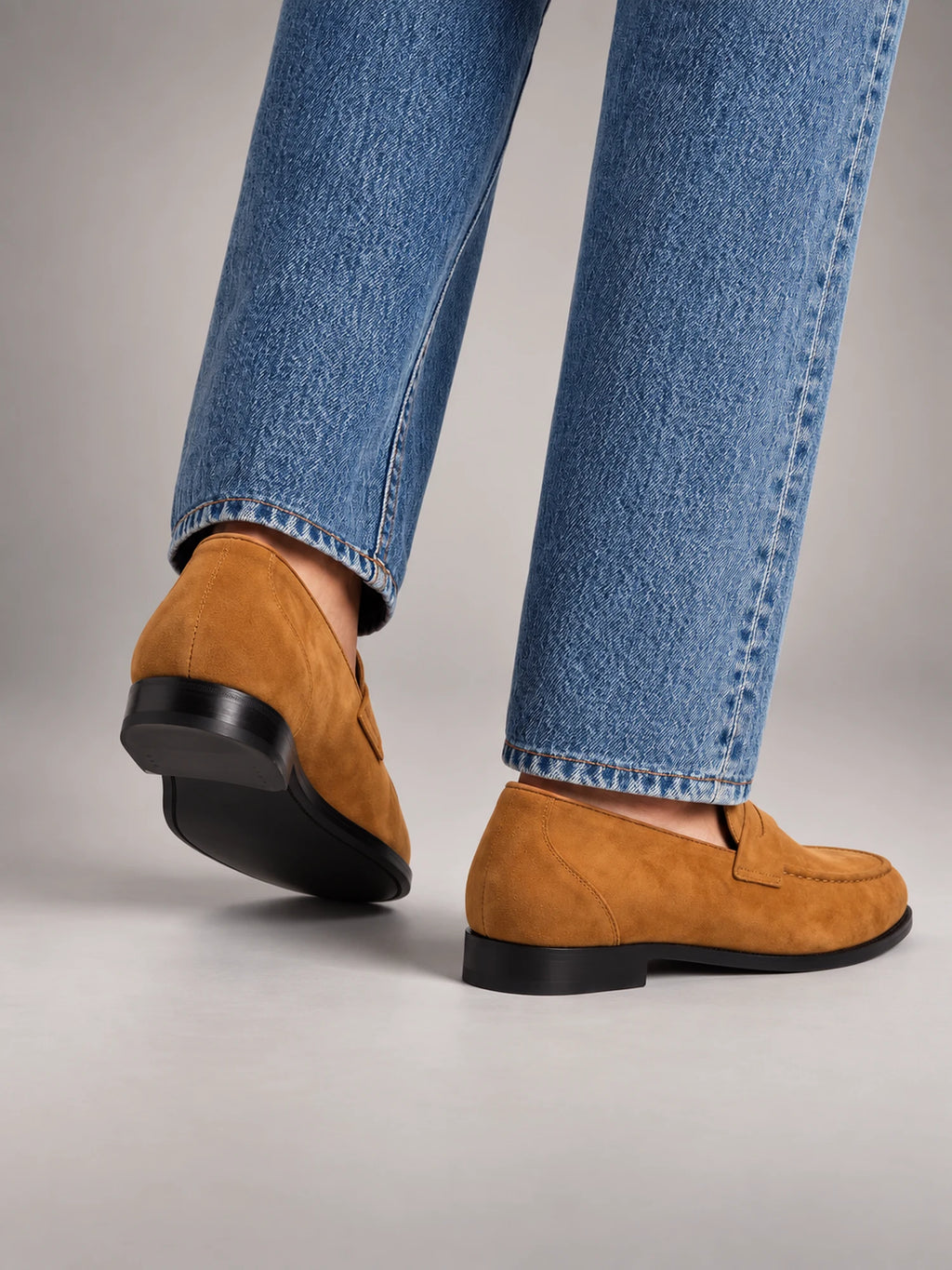 Volantero Men's Suede Penny Loafers in Yellow, side view