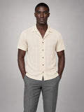 Volantero Men's Camp Collar Button Shirt in Beige, main view