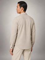 Volantero Men's Twin Pocket Overshirt Slim-Fit in Beige, back view