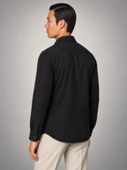 Volantero Men's Twin Pocket Overshirt Slim-Fit in Black, back view