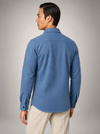 Volantero Men's Twin Pocket Overshirt Slim-Fit in Blue, back view