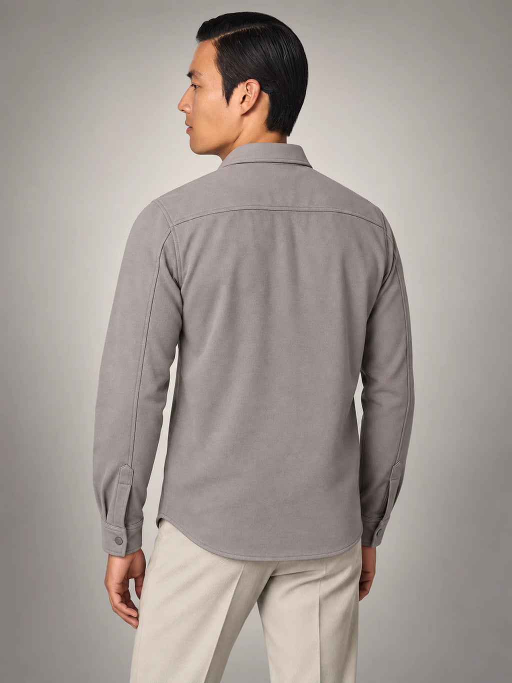 Volantero Men's Twin Pocket Overshirt Slim-Fit in Grey, back view
