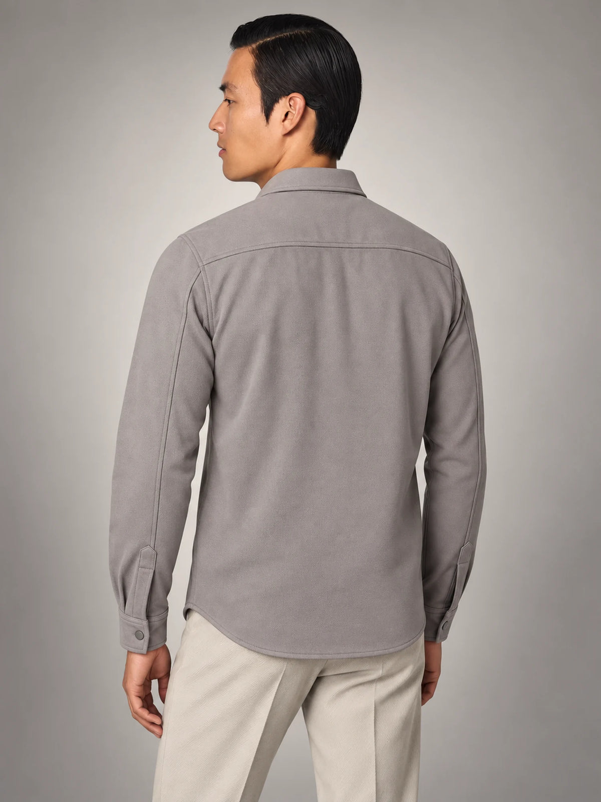 Volantero Men's Twin Pocket Overshirt Slim-Fit in Grey, back view