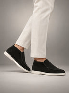 Volantero Men's High Suede Loafers in Black, hover view
