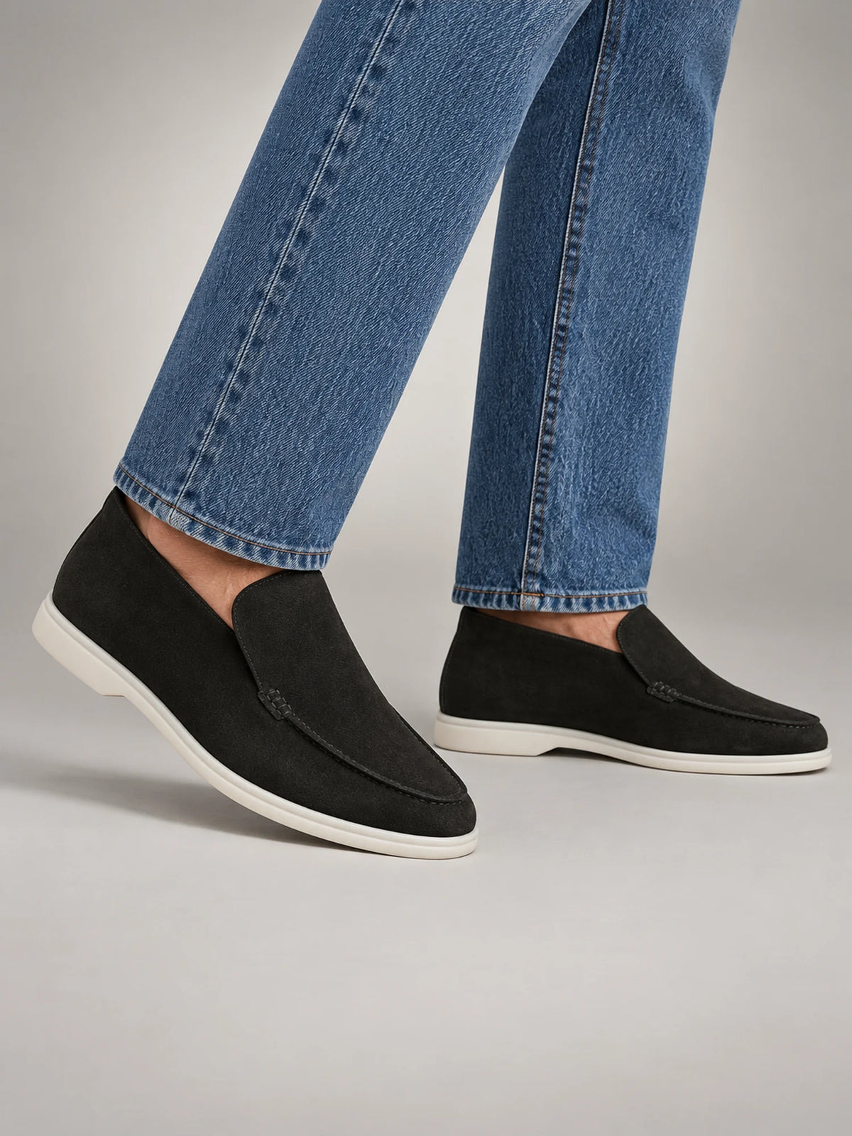 Volantero Men's High Suede Loafers in Black, main view
