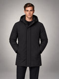 Volantero Men's Spring Puffer Jacket with Hood in Black, main view