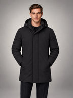 Volantero Men's Spring Puffer Jacket with Hood in Black, main view