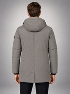 Volantero Men's Spring Puffer Jacket with Hood in Grey, back view