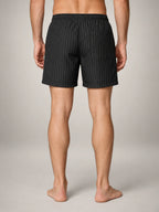 Volantero Men's Quick-Dry Striped Swim Shorts in Black, back view