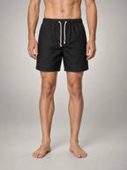Volantero Men's Quick-Dry Striped Swim Shorts in Black, front view