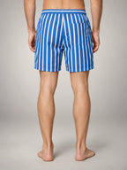 Volantero Men's Quick-Dry Striped Swim Shorts in Blue, back view