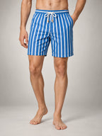 Volantero Men's Quick-Dry Striped Swim Shorts in Blue, hover view