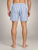 Volantero Men's Quick-Dry Striped Swim Shorts in Light Blue, back view