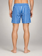 Volantero Men's Quick-Dry Striped Swim Shorts in White, back view