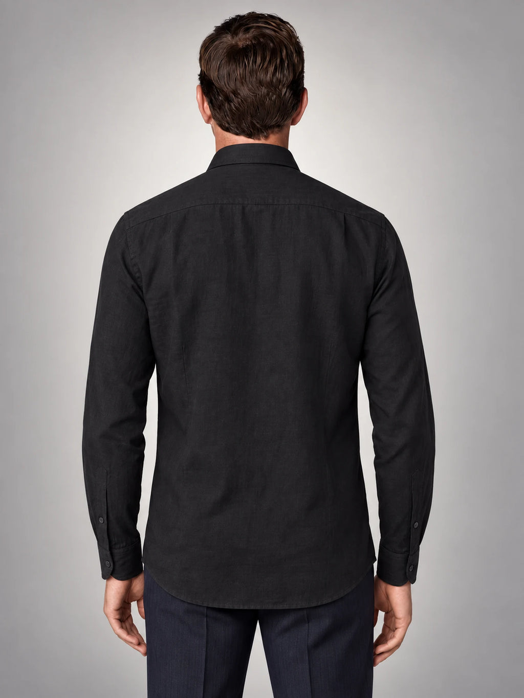 Volantero Men's Button Up Summer Shirt in Black, back view