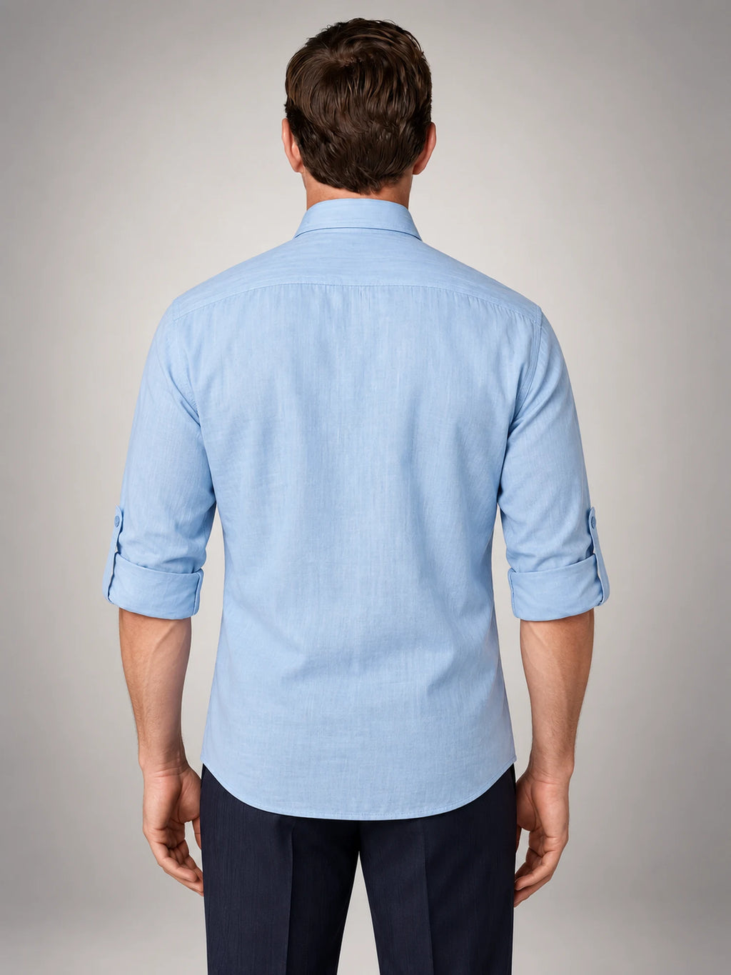 Volantero Men's Button Up Summer Shirt in Blue, back view