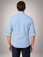 Volantero Men's Button Up Summer Shirt in Blue, back view