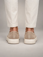 Volantero Men's Classic Slip-On Shoes in Beige, back view