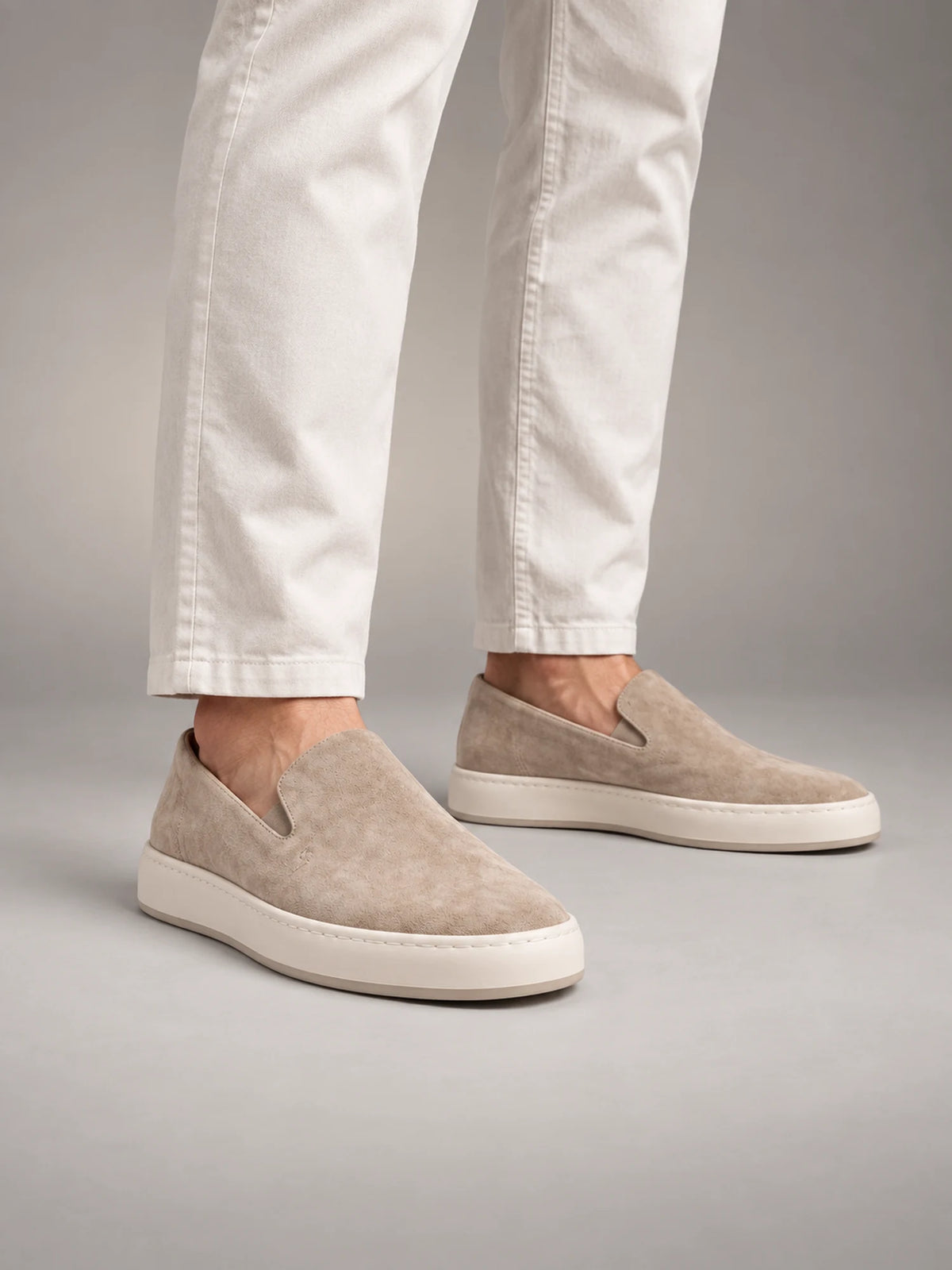 Volantero Men's Classic Slip-On Shoes in Beige, hover view