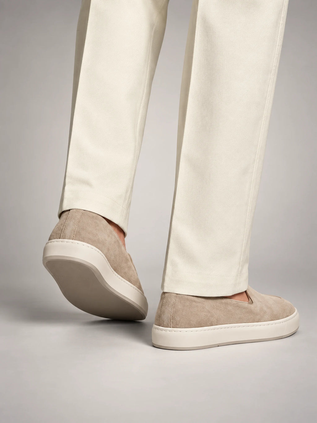 Volantero Men's Classic Slip-On Shoes in Beige, side view