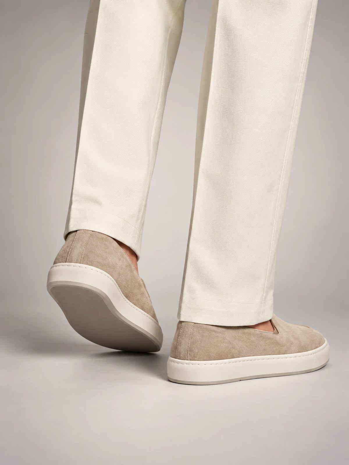 Volantero Men's Classic Slip-On Shoes in Beige, side view