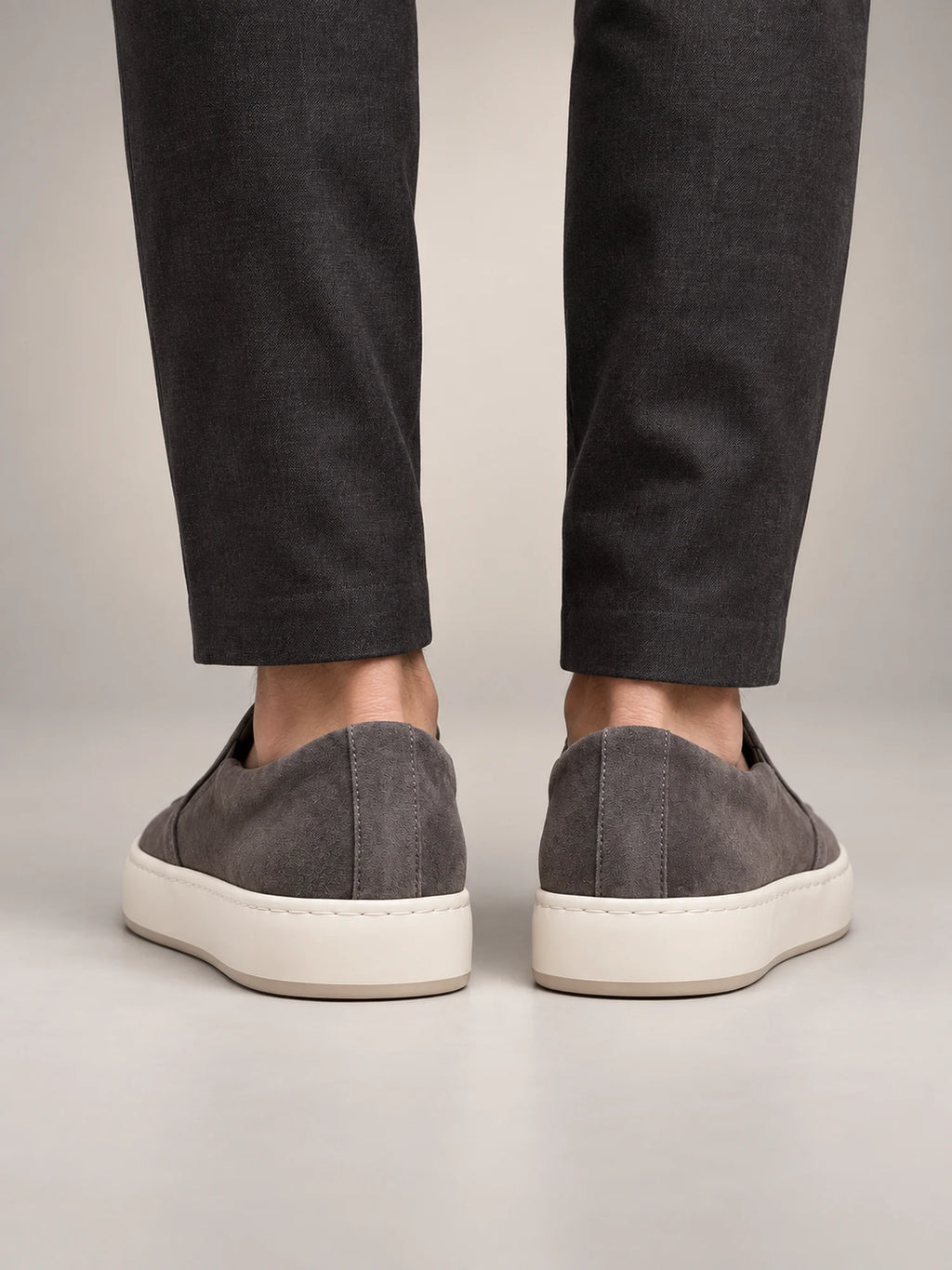 Volantero Men's Classic Slip-On Shoes in Grey, back view