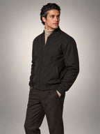 Volantero Men's Classic Bomber Jacket in Black, side view