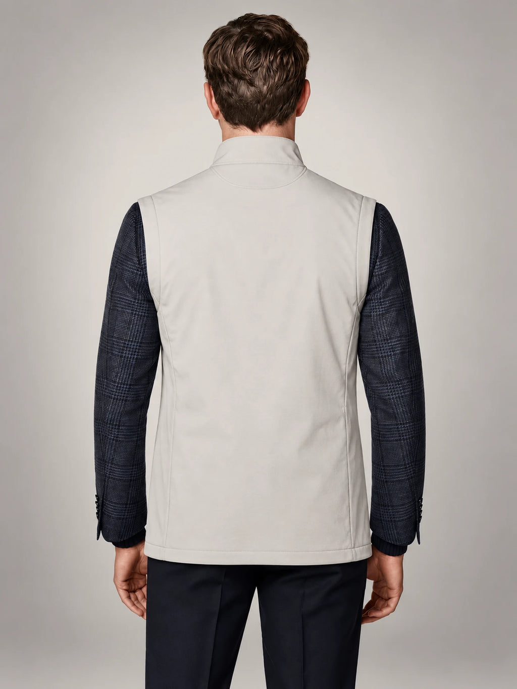Volantero Men's Classic Lightweight Gilet in Beige, back view