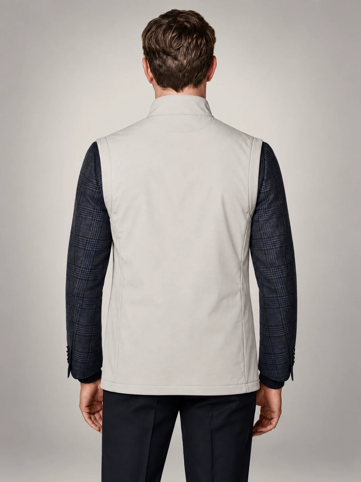 Volantero Men's Classic Lightweight Gilet in Beige, back view