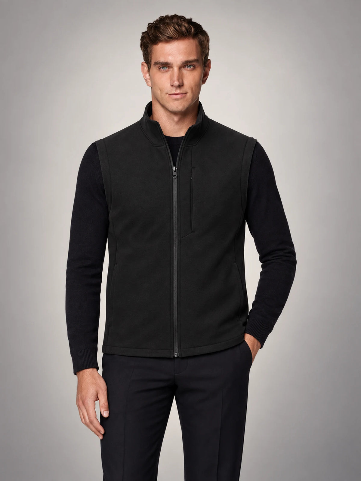 Volantero Men's Classic Lightweight Gilet in Black, main view