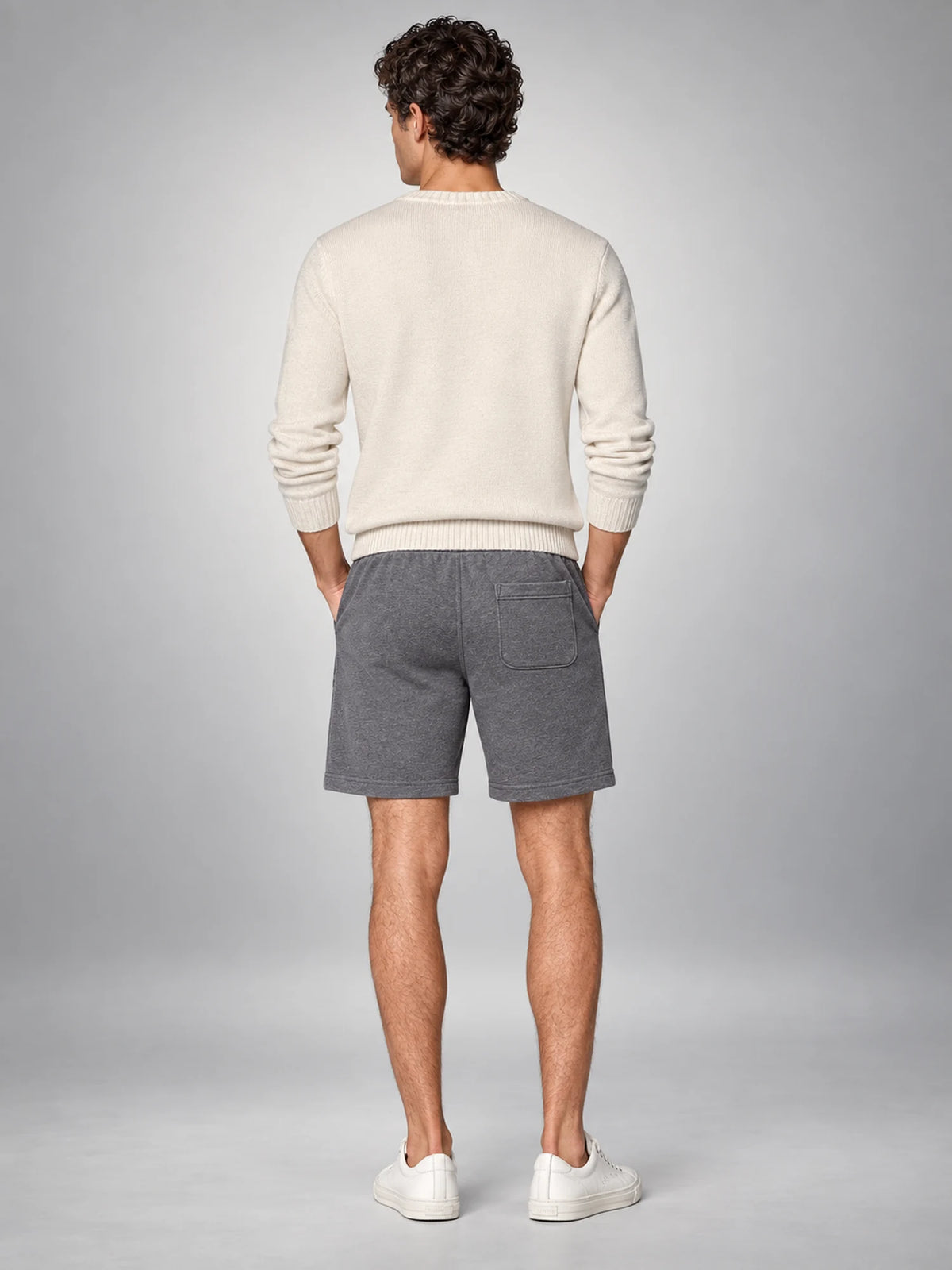 Volantero Men's Casual Swim Shorts in Grey, back view