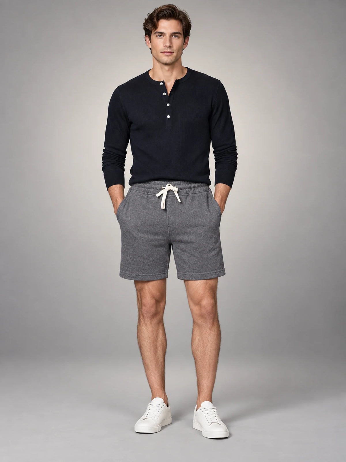 Volantero Men's Casual Swim Shorts in Grey, front view