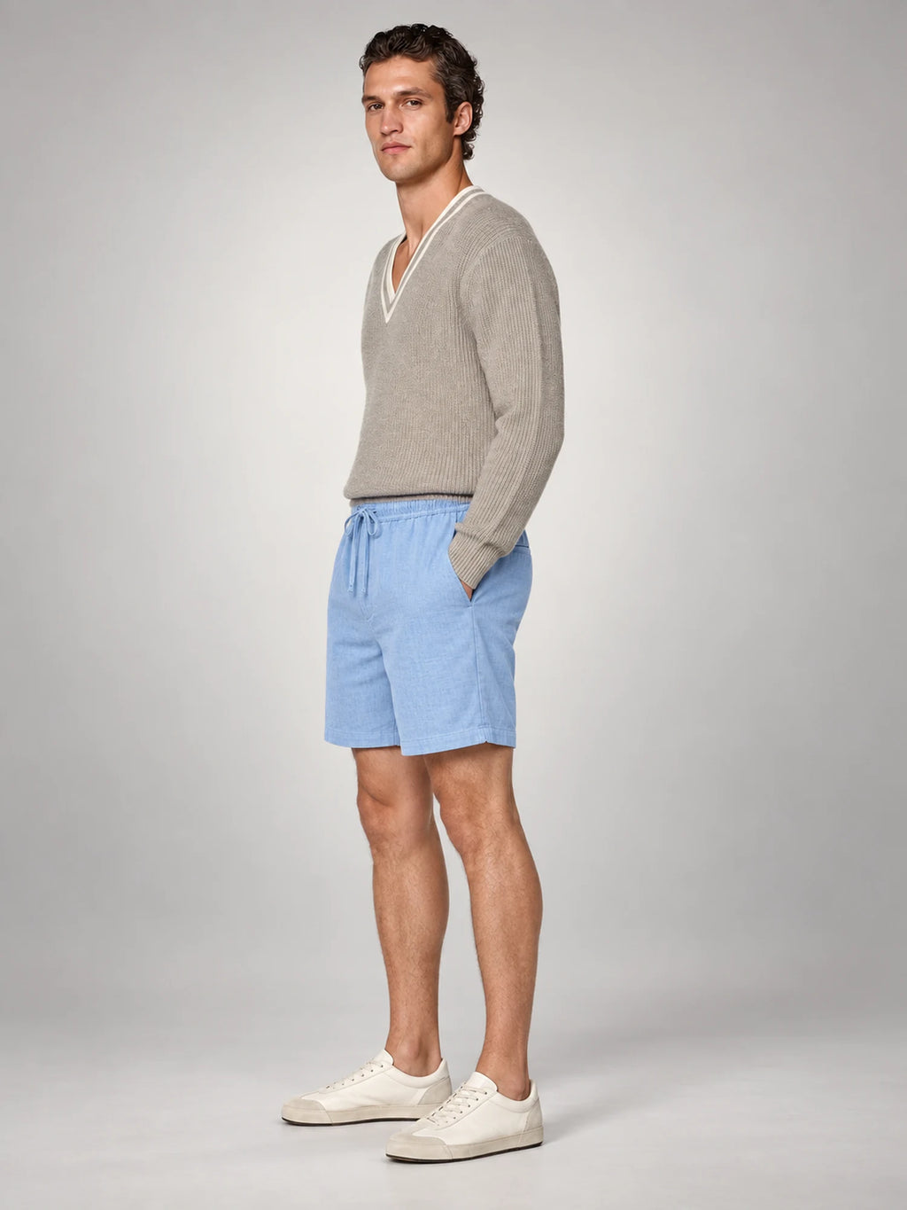 Volantero Men's Summer Shorts in Light Blue, side view