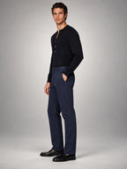 Volantero Men's Straight-Fit Chino Trousers in Navy, side view