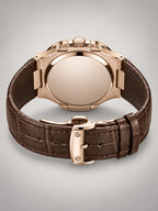 Volantero Men's Sport-Luxury Leather-Strap Watch in Green/Brown, back view