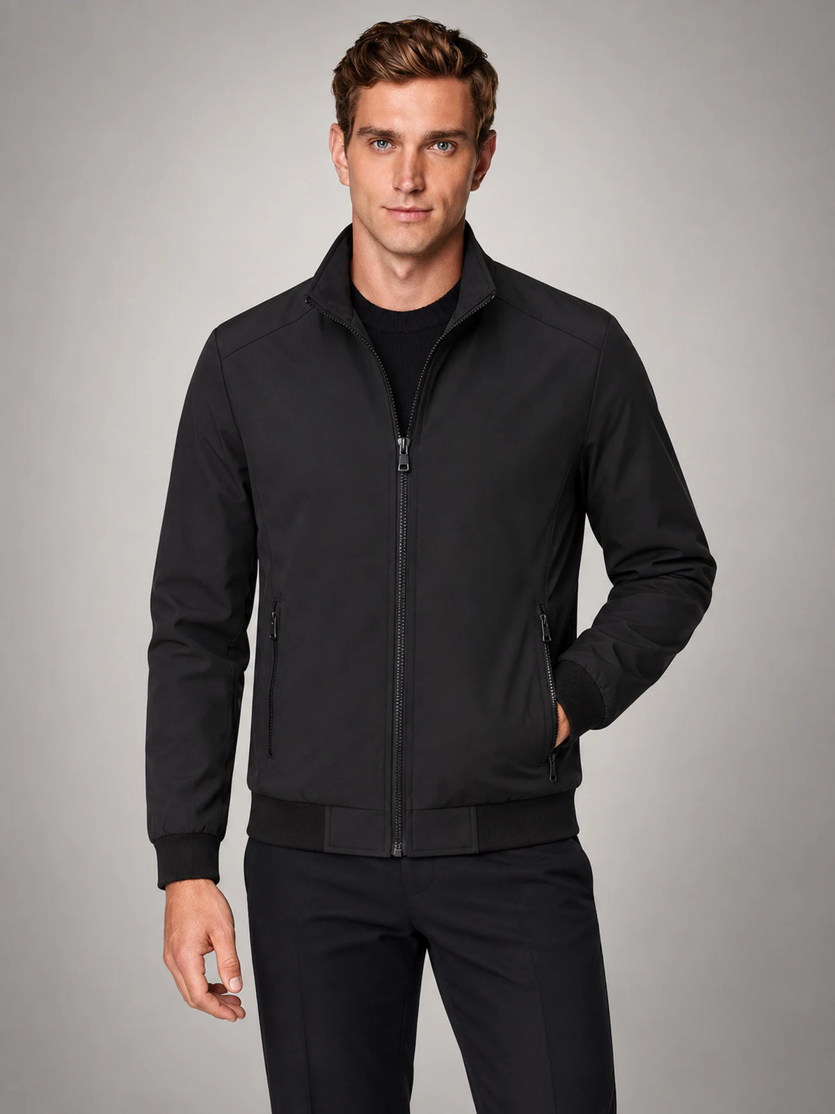 Volantero Men's Elegant Spring Jacket in Black, hover view