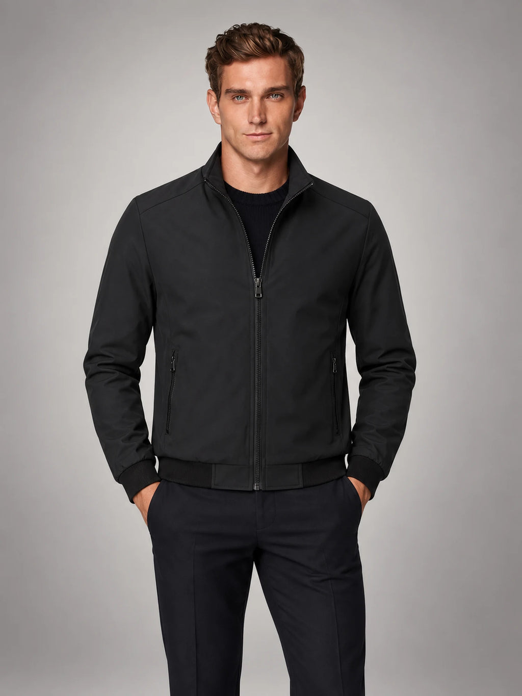 Volantero Men's Elegant Spring Jacket in Black, main view