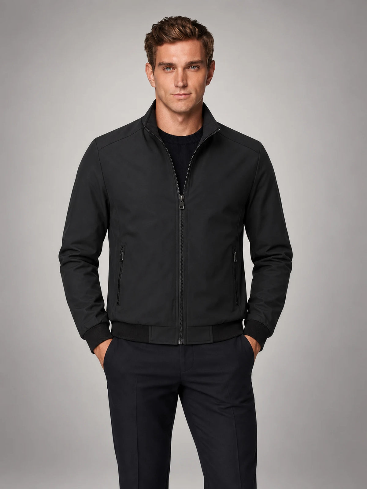 Volantero Men's Elegant Spring Jacket in Black, main view