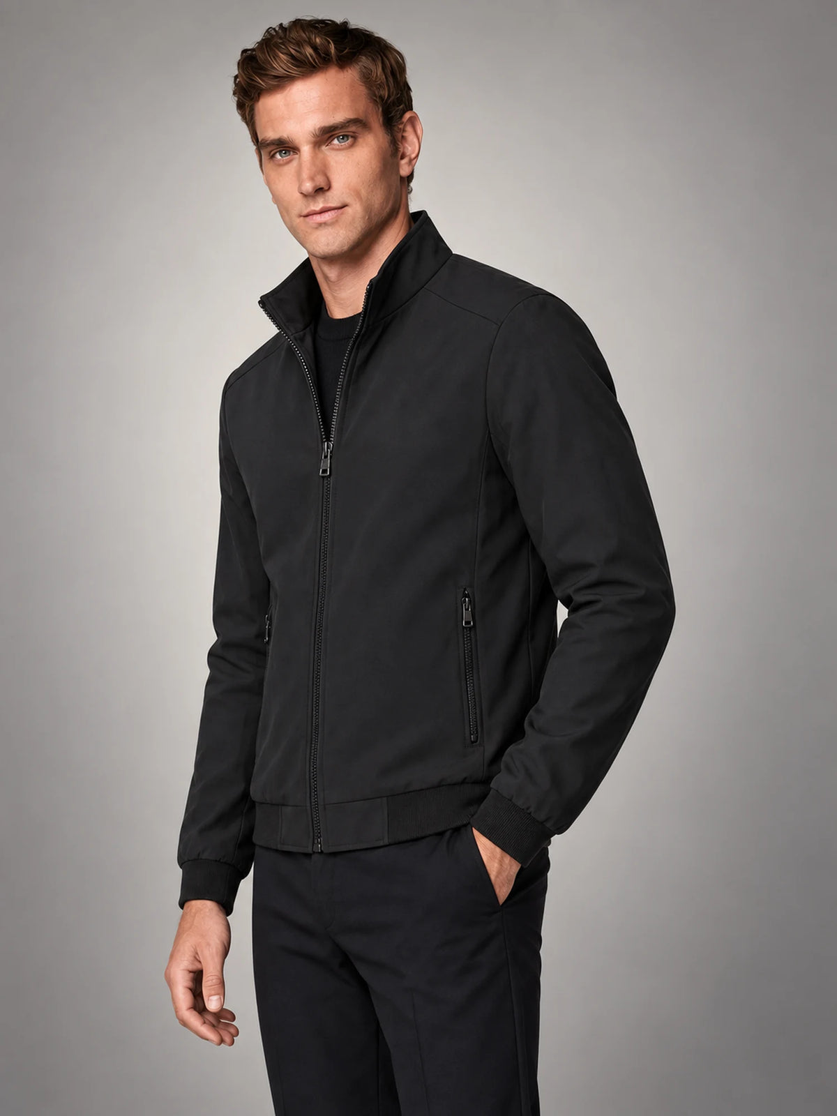 Volantero Men's Elegant Spring Jacket in Black, side view